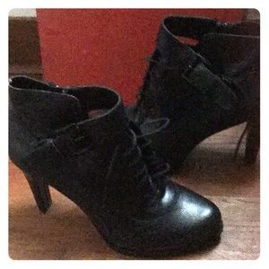 Sasha Black Zip and Lace up Heels